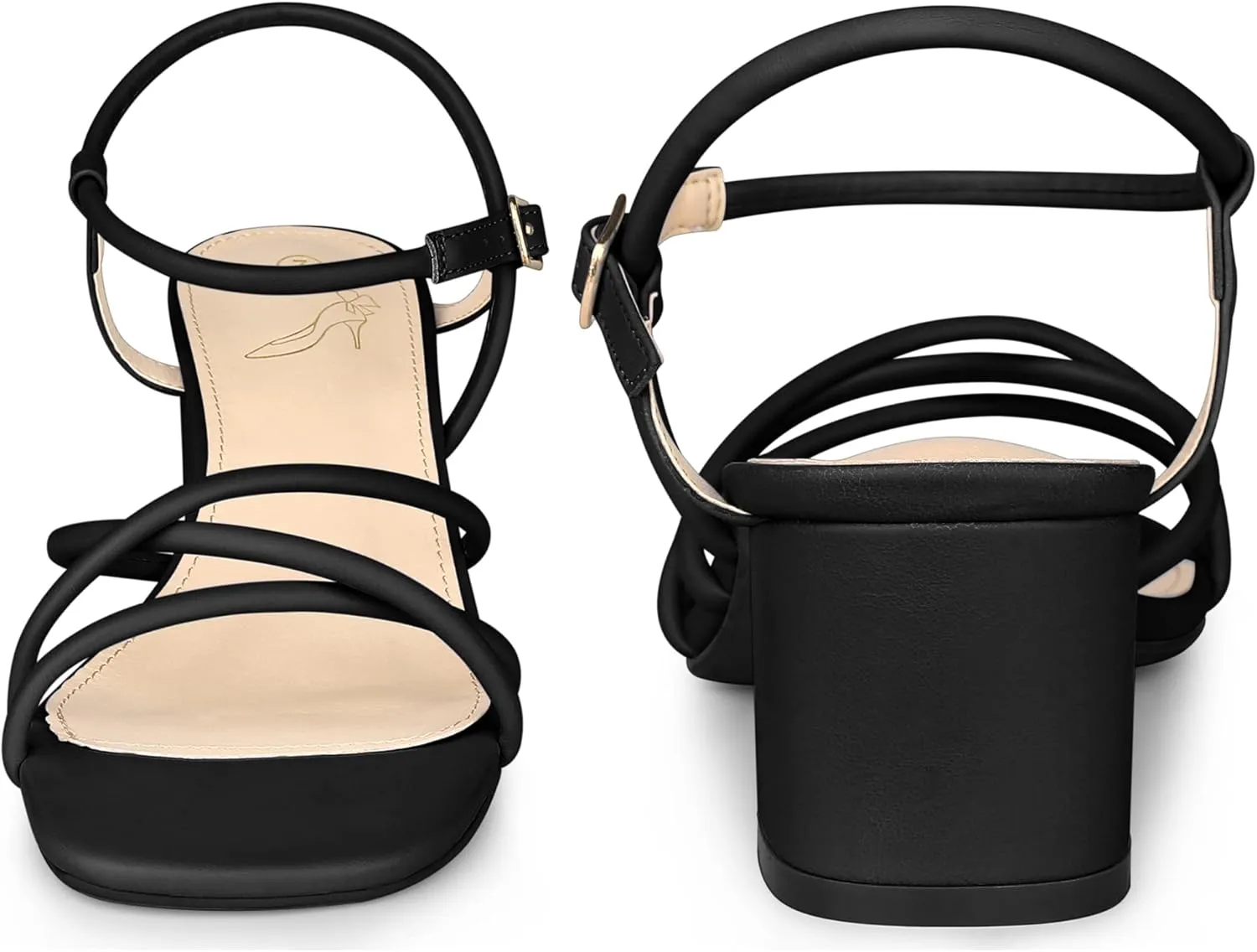 Perphy Strappy Heels Square Toe Slingback Chunky Heel Sandals for Women