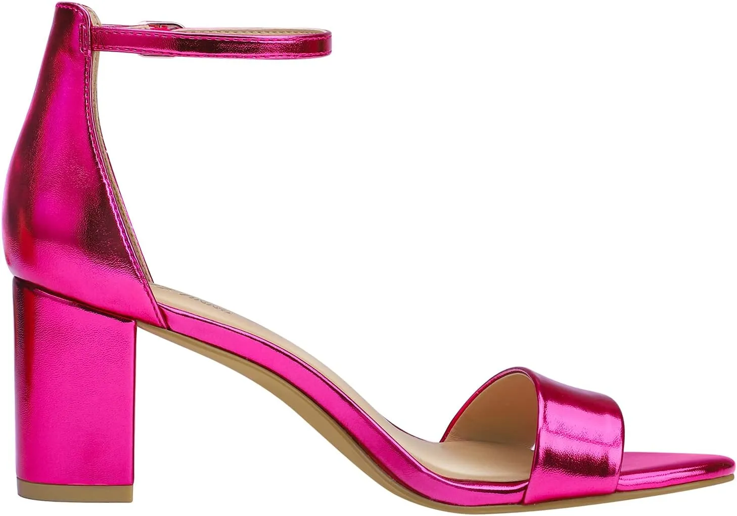PIZZ ANNU Women's Open Toe Ankle Strap Low Block Chunky Heels Sandals Party Dress Pumps Shoes Strappy Buckle Sandals with 2.6" Tall Thick Heel Design