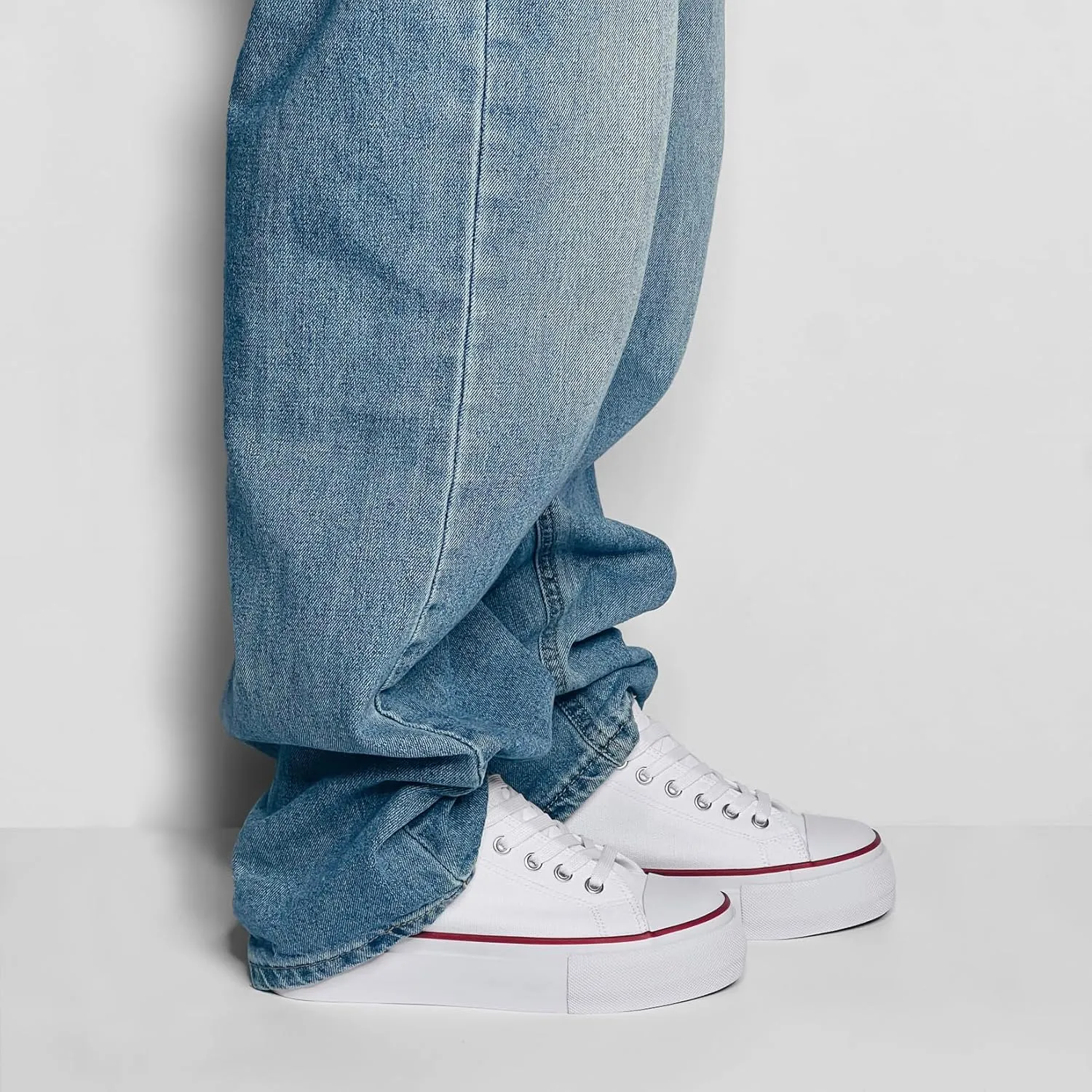 Platform Sneakers for Women 2 Inches Height Boost Hidden Wedge Sneakers, Height Increase Canvas Heel Sneakers Fashion White Sneakers for Women and Girls