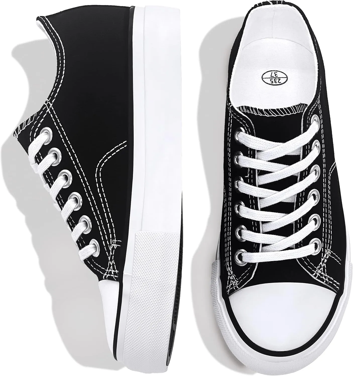 Platform Sneakers for Women 2 Inches Height Boost Hidden Wedge Sneakers, Height Increase Canvas Heel Sneakers Fashion White Sneakers for Women and Girls