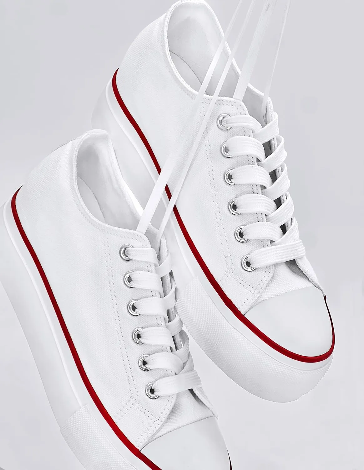 Platform Sneakers for Women 2 Inches Height Boost Hidden Wedge Sneakers, Height Increase Canvas Heel Sneakers Fashion White Sneakers for Women and Girls