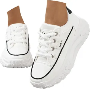 Platform Sneakers Women Chunky Sneakers Casual Walking Shoes Preppy Shoes Non Slip Breathable Fashion Sneakers