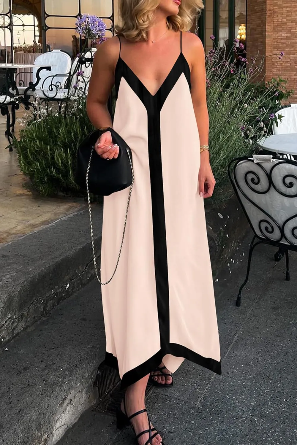 PRETTYGARDEN Women's Flowy Maxi Dress 2025 Summer Sleeveless V Neck Spaghetti Strap Elegant Wedding Party Dresses