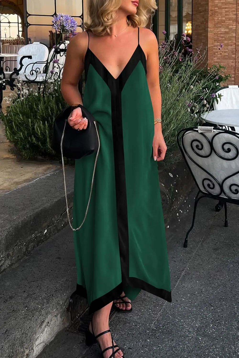 PRETTYGARDEN Women's Flowy Maxi Dress 2025 Summer Sleeveless V Neck Spaghetti Strap Elegant Wedding Party Dresses