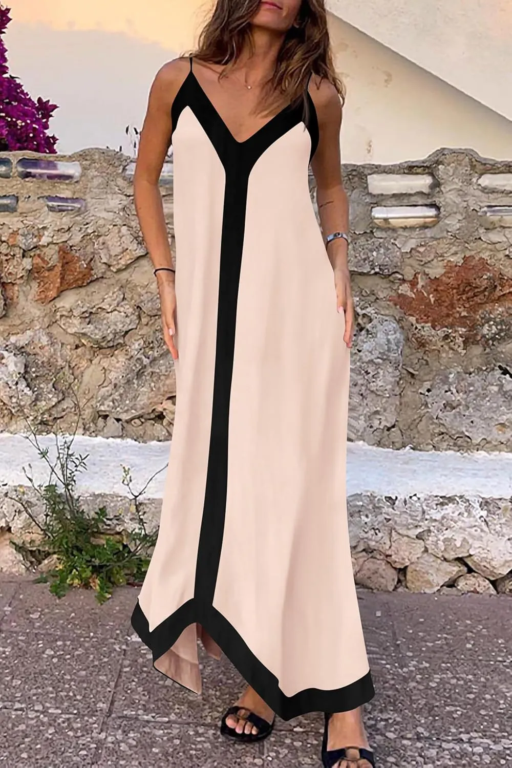PRETTYGARDEN Women's Flowy Maxi Dress 2025 Summer Sleeveless V Neck Spaghetti Strap Elegant Wedding Party Dresses