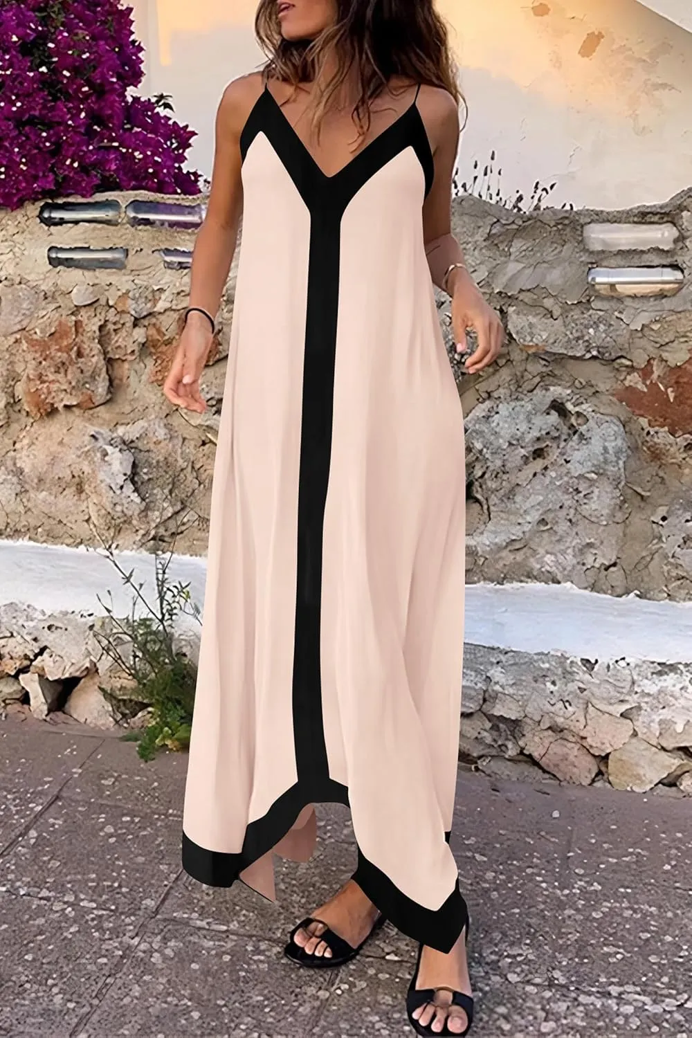 PRETTYGARDEN Women's Flowy Maxi Dress 2025 Summer Sleeveless V Neck Spaghetti Strap Elegant Wedding Party Dresses