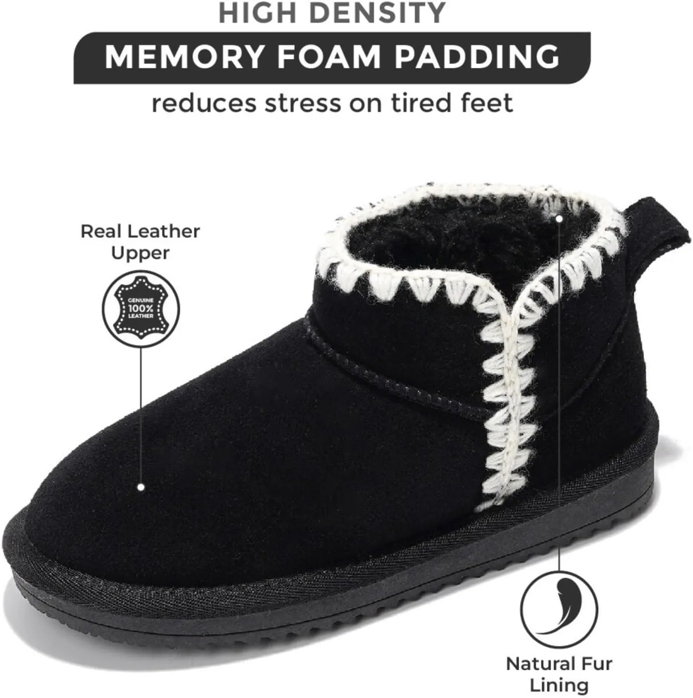 Project Cloud Genuine Leather Girls Boots - Winter Boots & Fall Shoes - Memory Foam Mini Fall Boots, Girl's Fashion Fur Boots - Non-Slip Girls Ankle Boots - Kids Boots for Girls