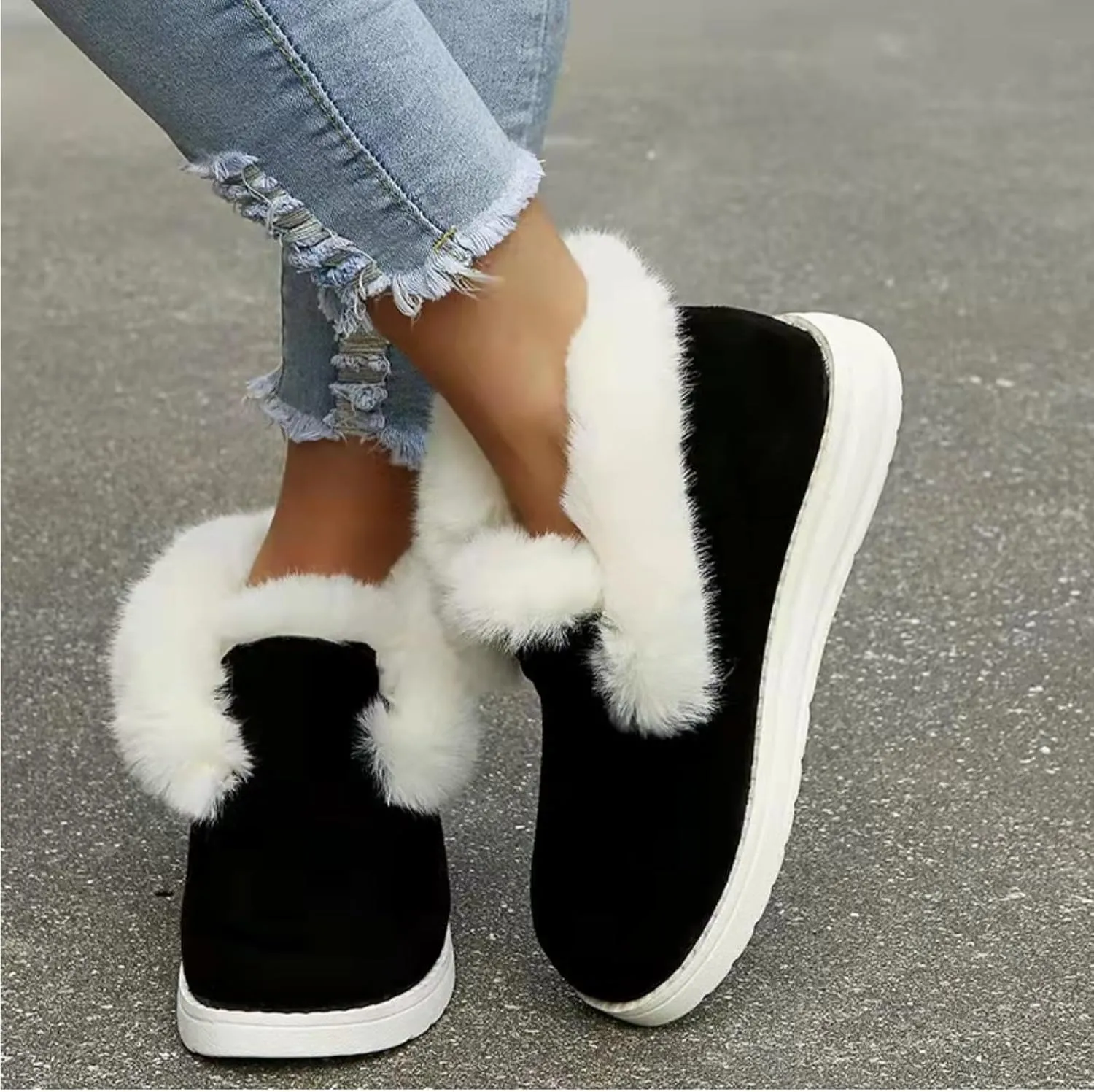 Pubyfun Senior Comfy Winter Ankle Boots, Women Women Winter Snow Boots, Fur Lined Warm Slip On Boots