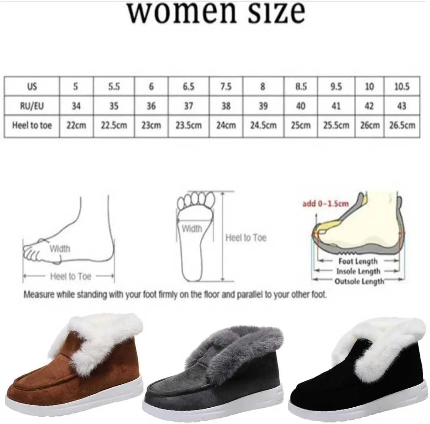 Pubyfun Senior Comfy Winter Ankle Boots, Women Women Winter Snow Boots, Fur Lined Warm Slip On Boots