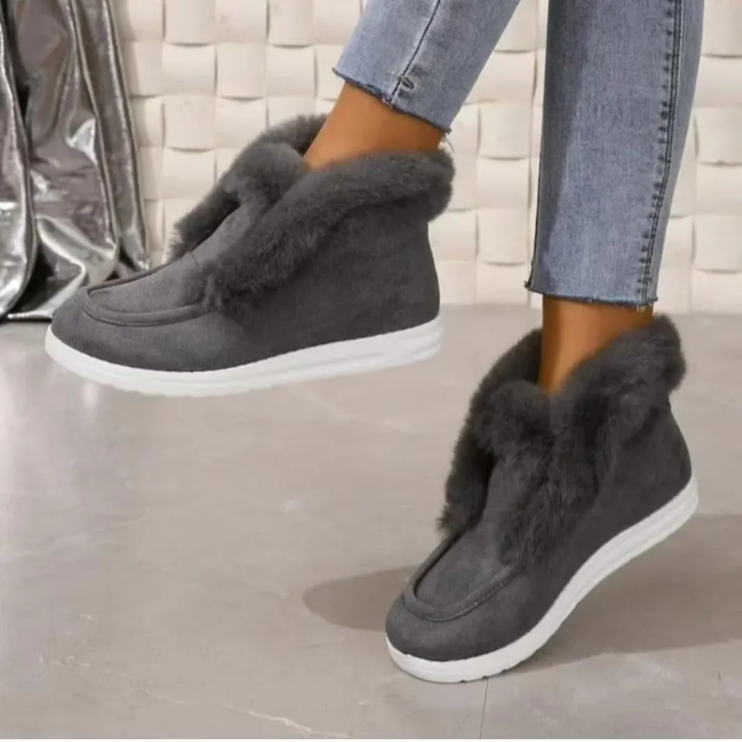 Pubyfun Senior Comfy Winter Ankle Boots, Women Women Winter Snow Boots, Fur Lined Warm Slip On Boots
