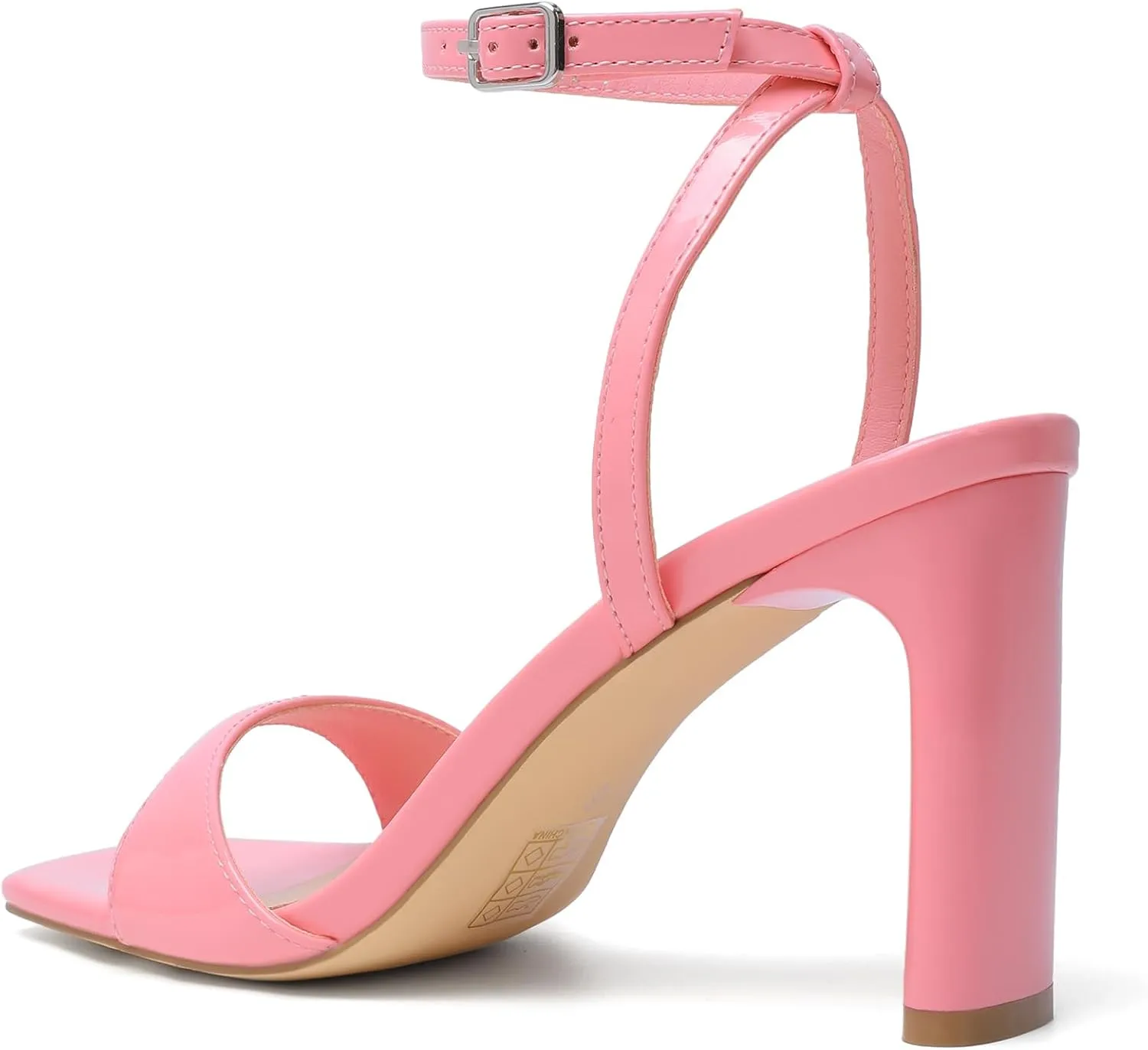 Reitoye Womens Heels Square Open Toe Chunky High Heels Strappy Ankle Strap Heeled Sandals for Women Dress Party Wedding
