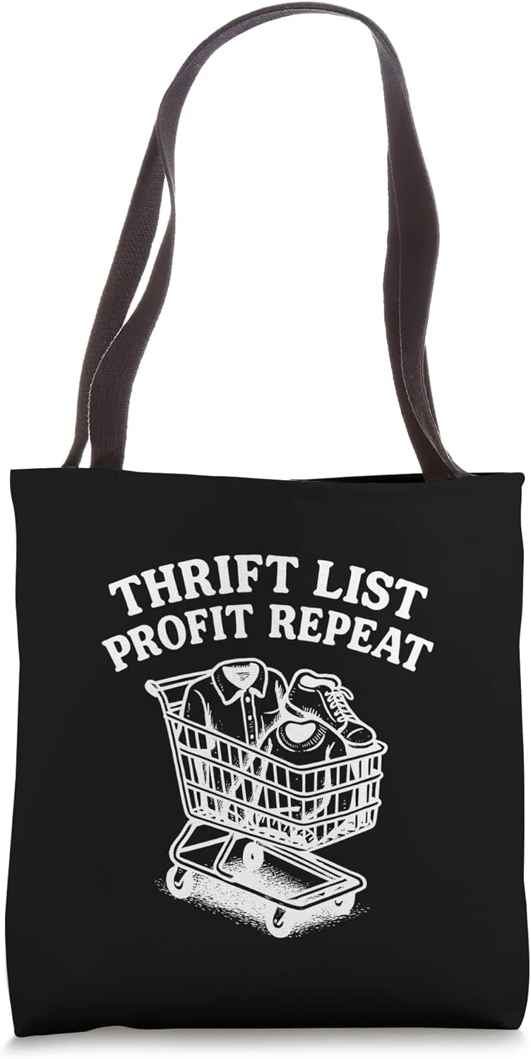 Reseller Thrifter Thrift List Profit Repeat Hustle Design Tote Bag