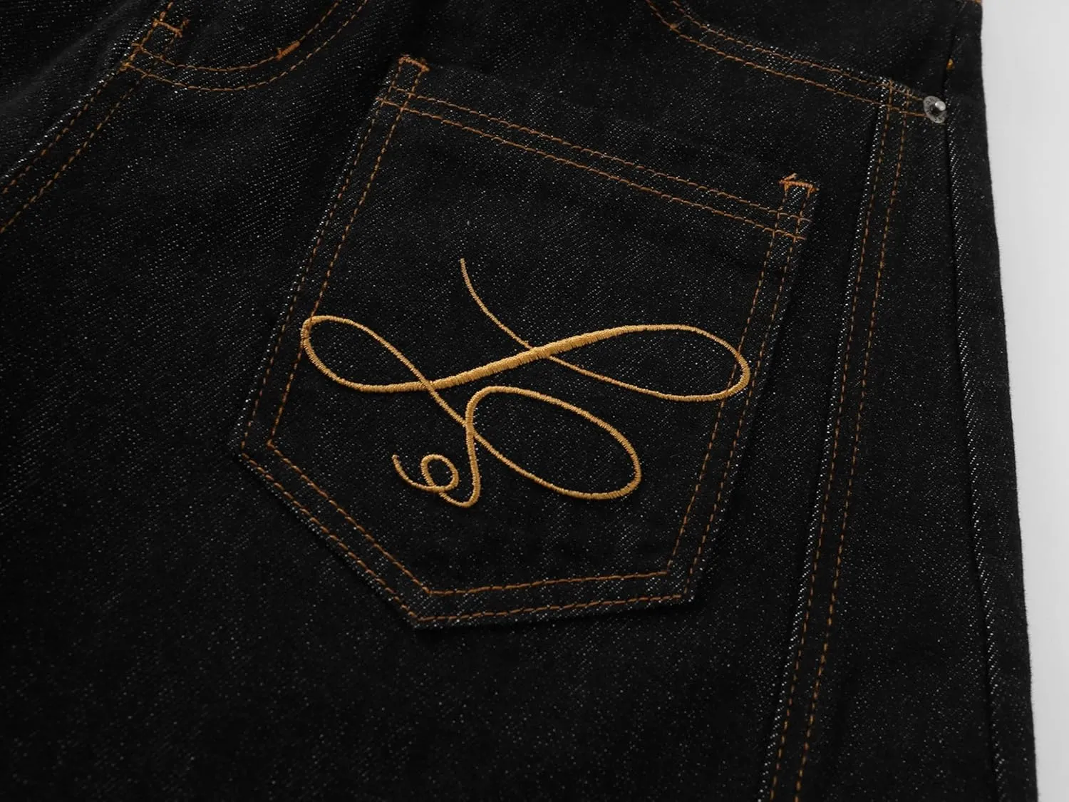 Reverse Pocket Jorts Men Y2k Embroidered Denim Shorts Baggy Jeans Vintage Capri Pants Streetwear Trendy Outfits