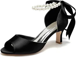 Roimaash Elegant Peep Toe Wedding Sandals Criss Cross Block High Heels
