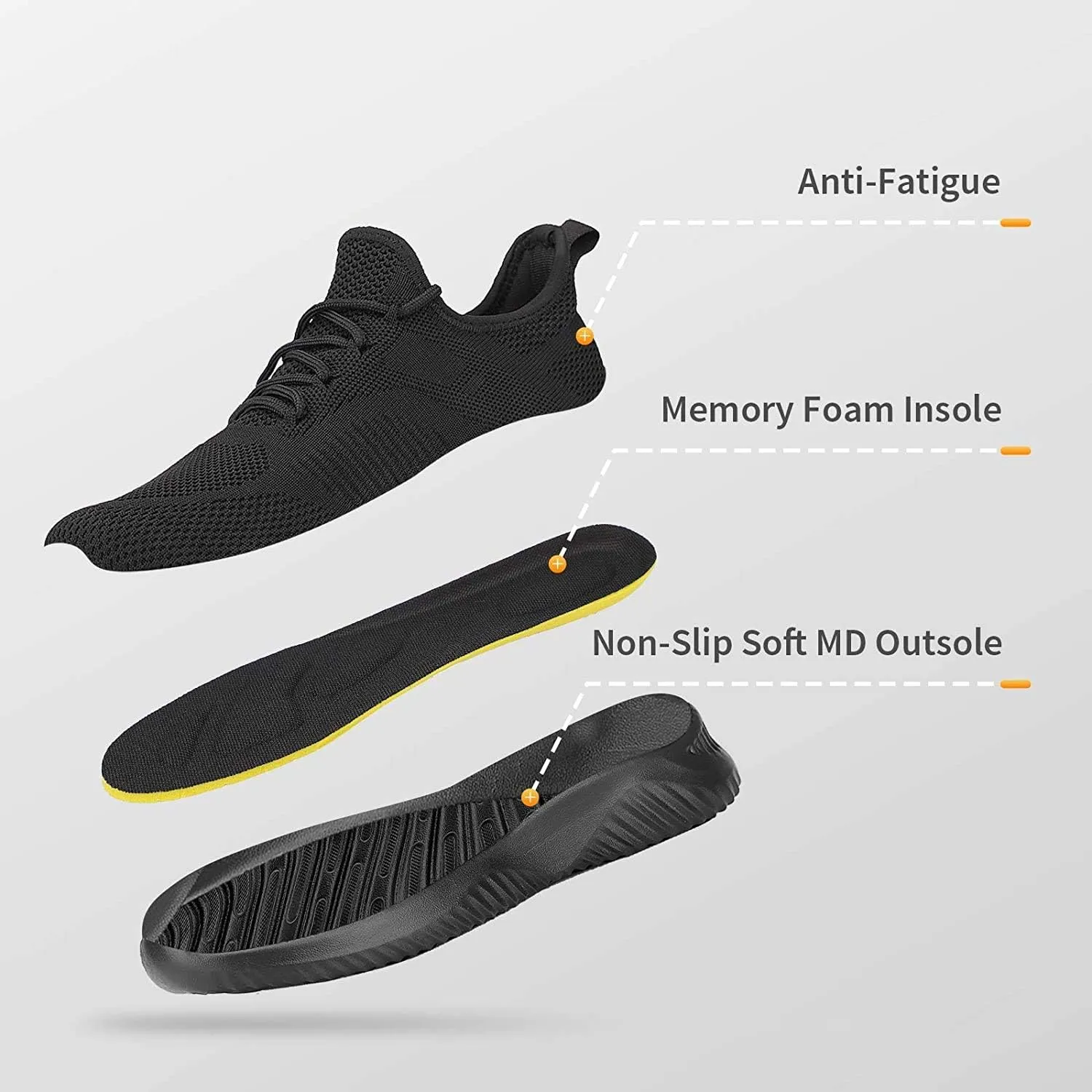 Rospick Slip On Men's Sneakers, Walking Shoes for Men Fashion Lightweight Breathable Running Shoes Sport Athletic Tennis Shoes