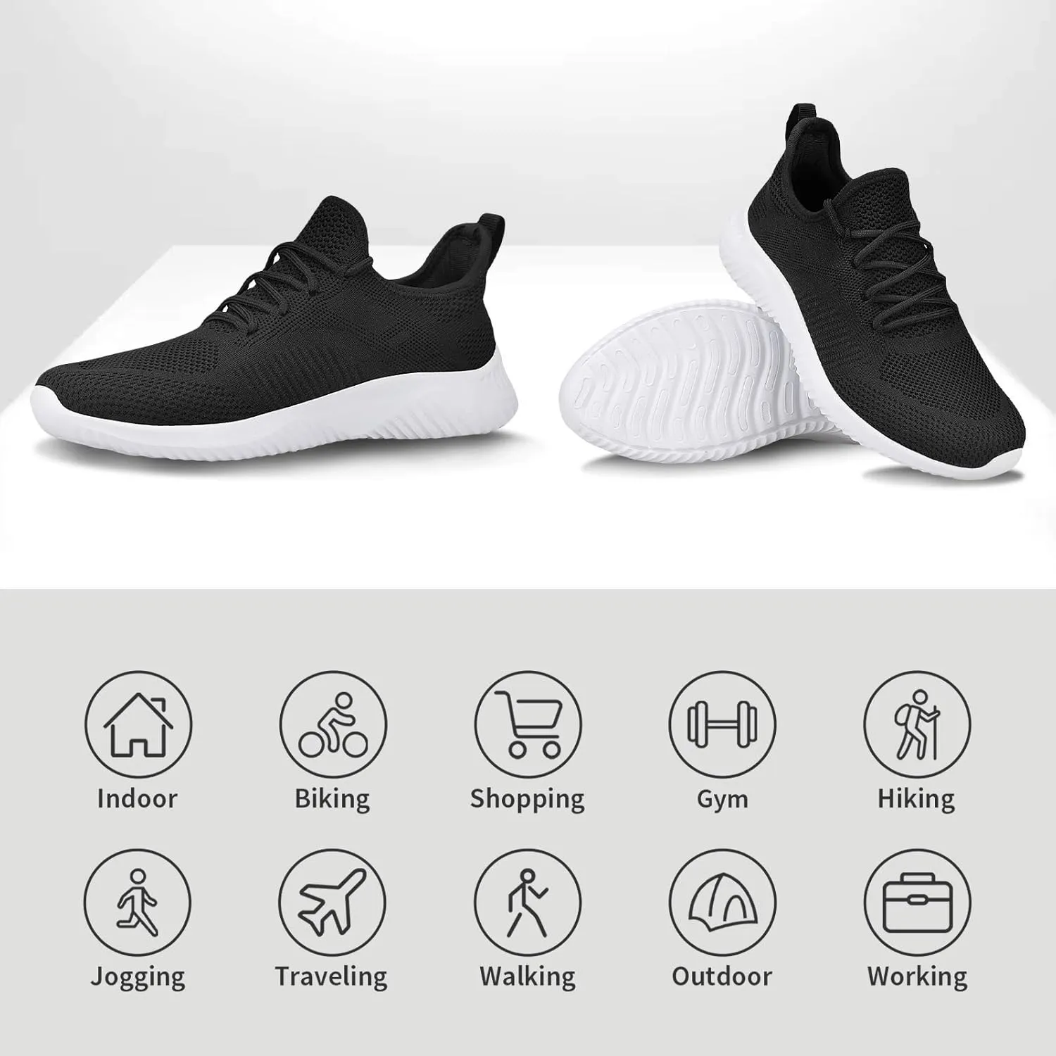 Rospick Slip On Men's Sneakers, Walking Shoes for Men Fashion Lightweight Breathable Running Shoes Sport Athletic Tennis Shoes