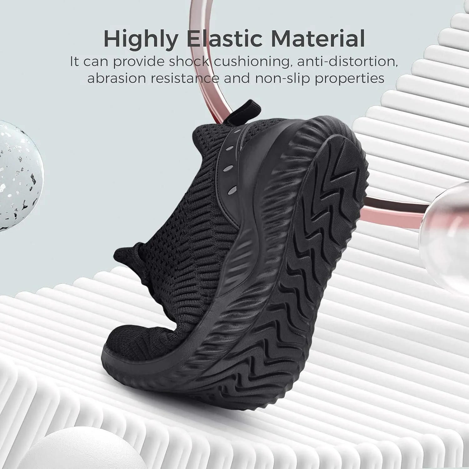 Rospick Slip On Men's Sneakers, Walking Shoes for Men Fashion Lightweight Breathable Running Shoes Sport Athletic Tennis Shoes