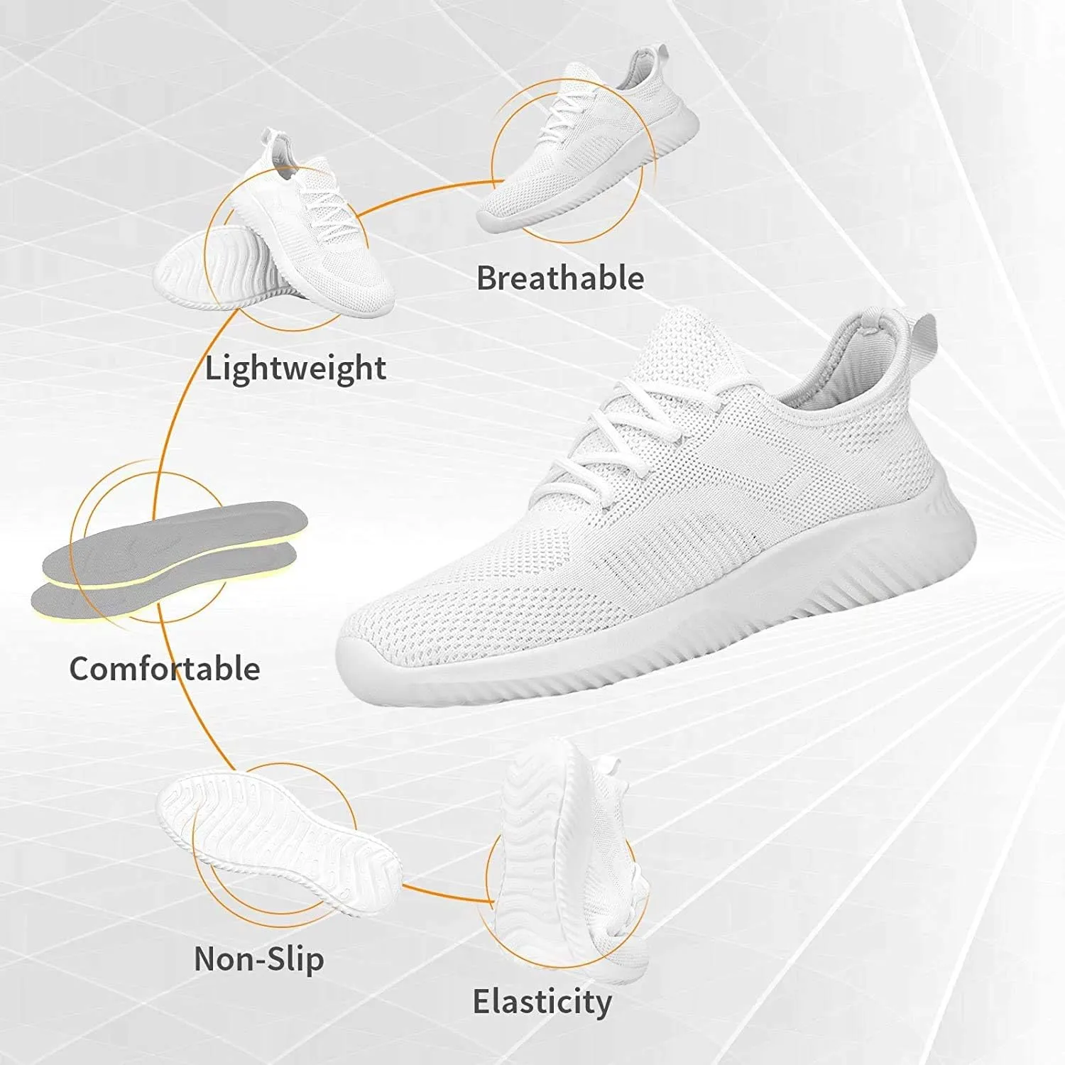 Rospick Slip On Men's Sneakers, Walking Shoes for Men Fashion Lightweight Breathable Running Shoes Sport Athletic Tennis Shoes