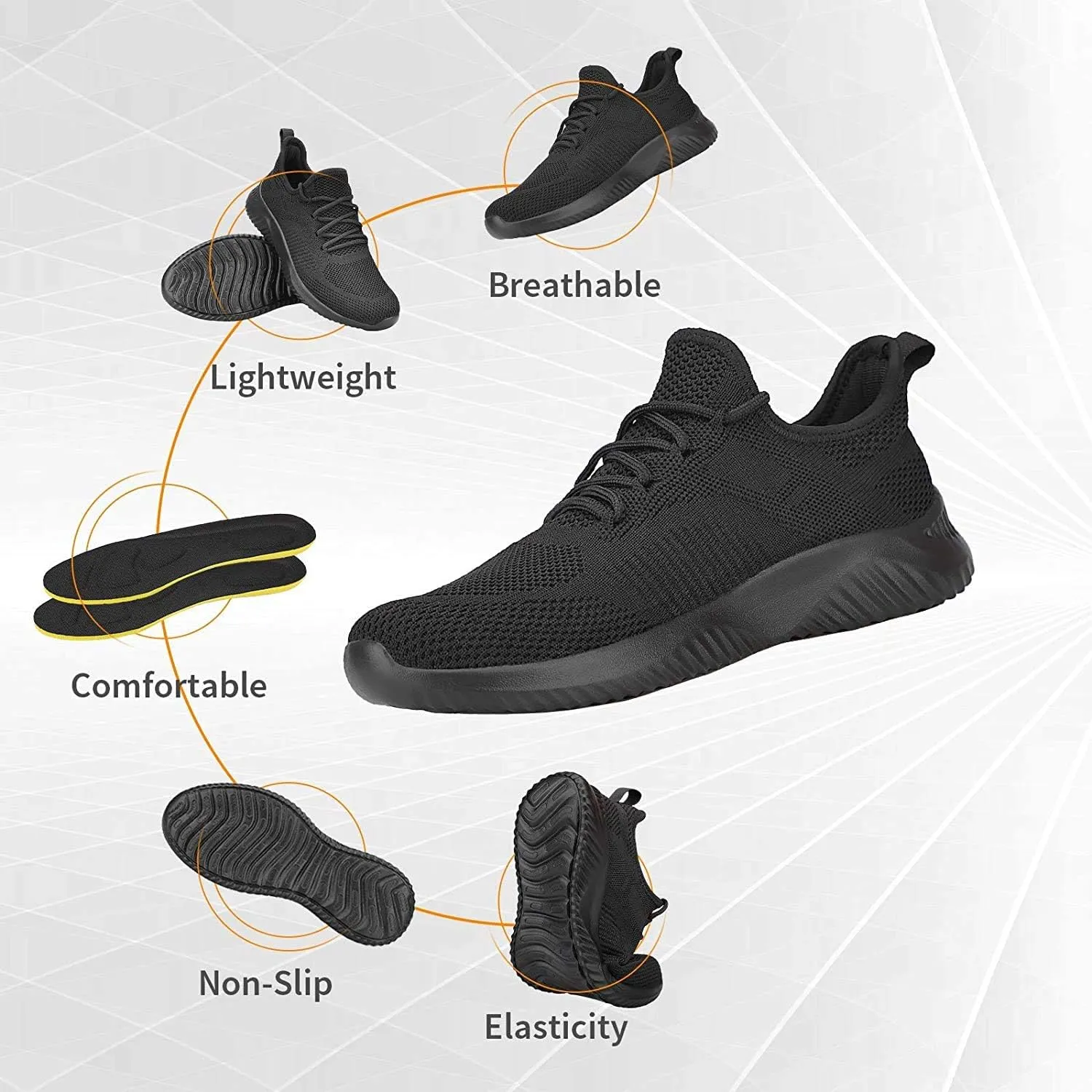 Rospick Slip On Men's Sneakers, Walking Shoes for Men Fashion Lightweight Breathable Running Shoes Sport Athletic Tennis Shoes