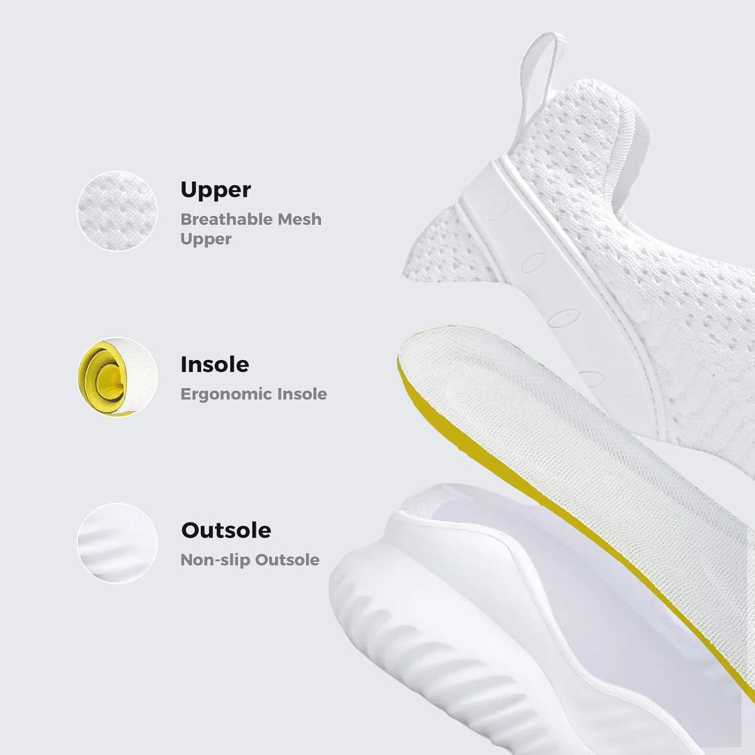Rospick Slip On Men's Sneakers, Walking Shoes for Men Fashion Lightweight Breathable Running Shoes Sport Athletic Tennis Shoes