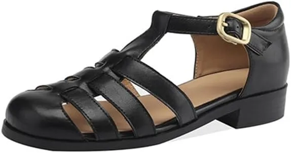 Round toe thick heeled Retro Roman sandals Women Fisherman Multi Strap Buckle big size shoes