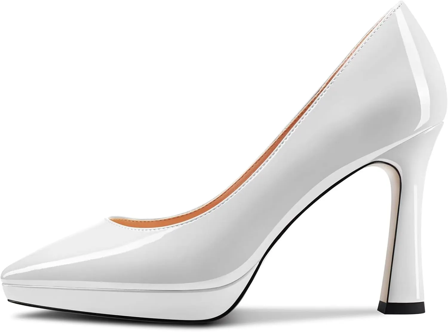 Saekcted Women High Stiletto Platform Heel Pointed Toe Pumps Slip-on Wedding Office 3.9 Inches Heels Shoes