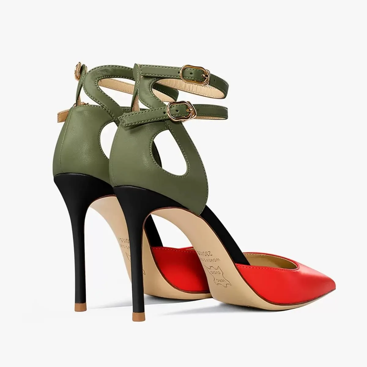 Saekcted Women Stiletto High Heel Close Pointed Toe Sandals Ankle Strap Two-Piece Buckle Party Sexy Shoes