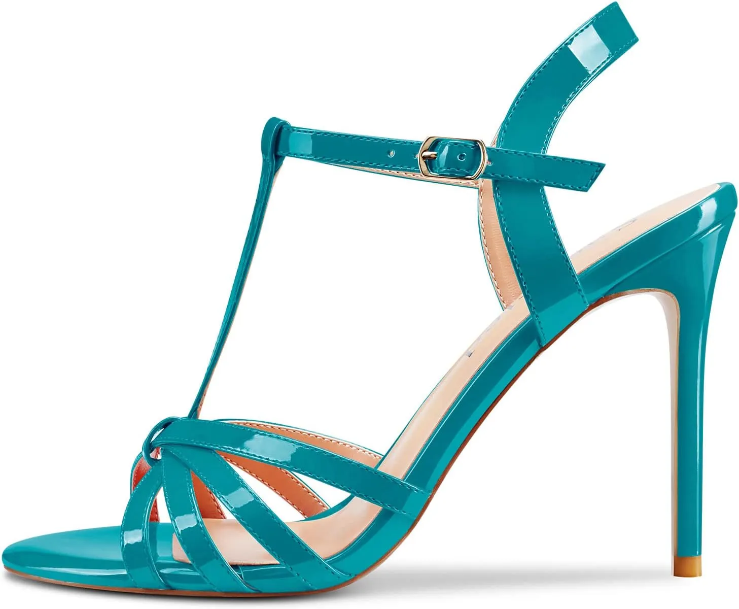Saekcted Womens Stilettos High Heel Peep Open Toe Ankle Strap Slingback Sandals Wedding Dress Shoes 3.9 Inches Heels