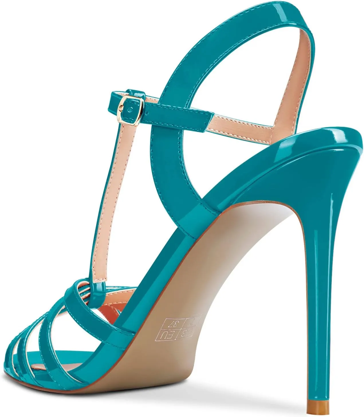 Saekcted Womens Stilettos High Heel Peep Open Toe Ankle Strap Slingback Sandals Wedding Dress Shoes 3.9 Inches Heels