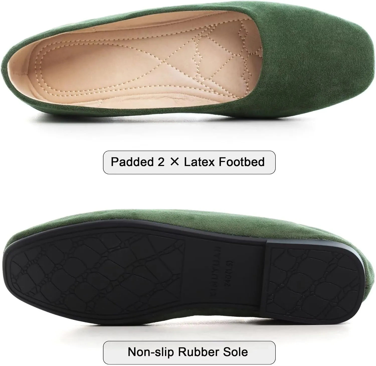 SAILING LU Flats for Women Comfortable Solid Color Soft Flats Square Toe Ballet Casual Work Shoes Dressy Slip-ons Loafers
