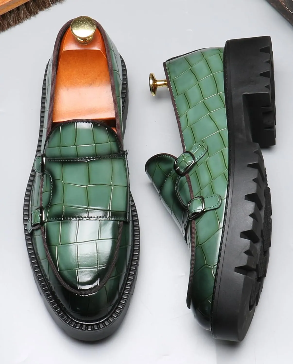 Santimon Mens Loafers Casual Dress Slip On for Men Patent Leather Smoking Plaid Penny Loafes Tuexdo Wedding Mocasines Formal Business Prom Shoes