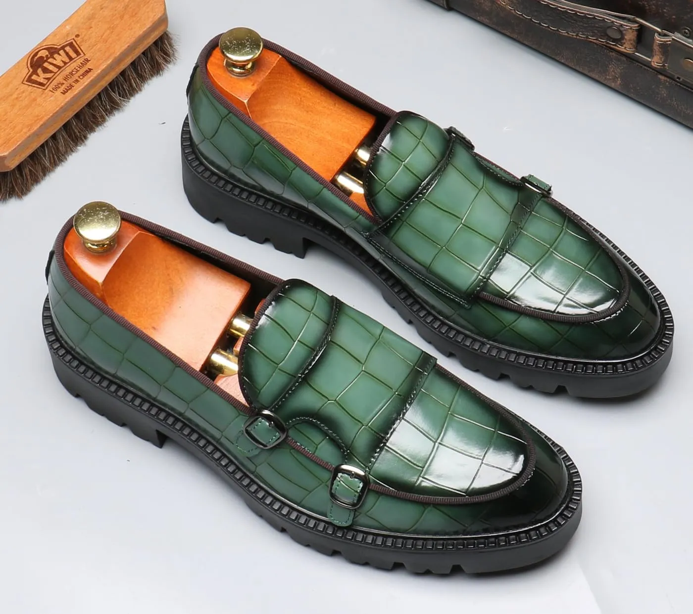 Santimon Mens Loafers Casual Dress Slip On for Men Patent Leather Smoking Plaid Penny Loafes Tuexdo Wedding Mocasines Formal Business Prom Shoes