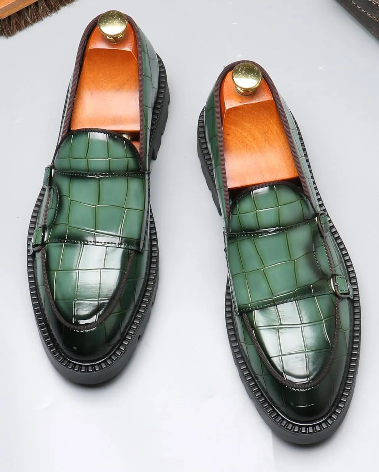 Santimon Mens Loafers Casual Dress Slip On for Men Patent Leather Smoking Plaid Penny Loafes Tuexdo Wedding Mocasines Formal Business Prom Shoes