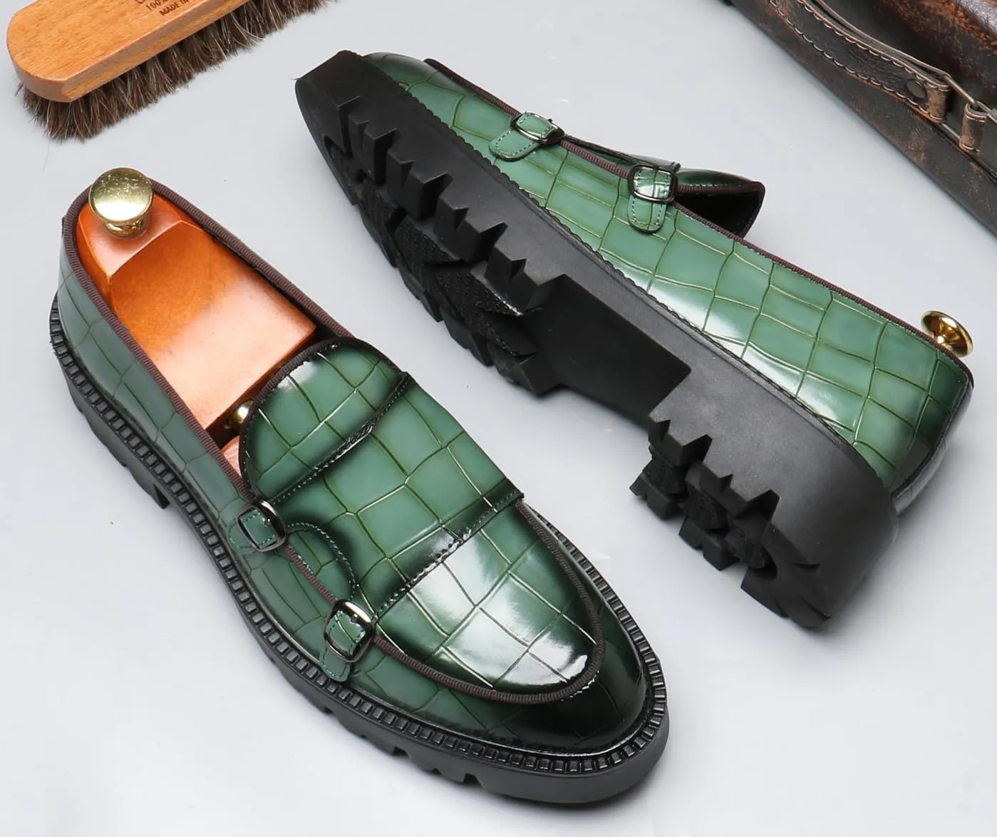 Santimon Mens Loafers Casual Dress Slip On for Men Patent Leather Smoking Plaid Penny Loafes Tuexdo Wedding Mocasines Formal Business Prom Shoes