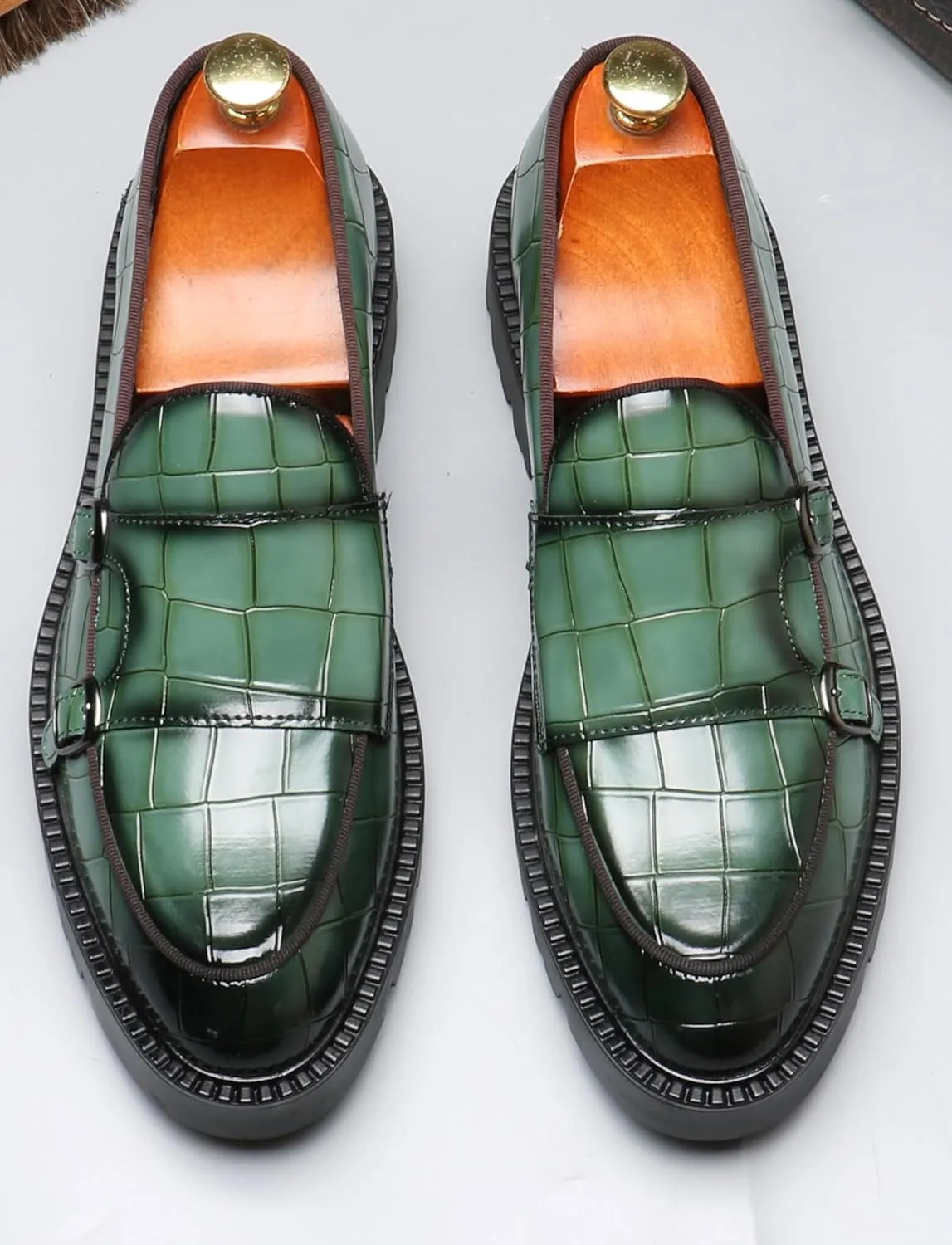 Santimon Mens Loafers Casual Dress Slip On for Men Patent Leather Smoking Plaid Penny Loafes Tuexdo Wedding Mocasines Formal Business Prom Shoes