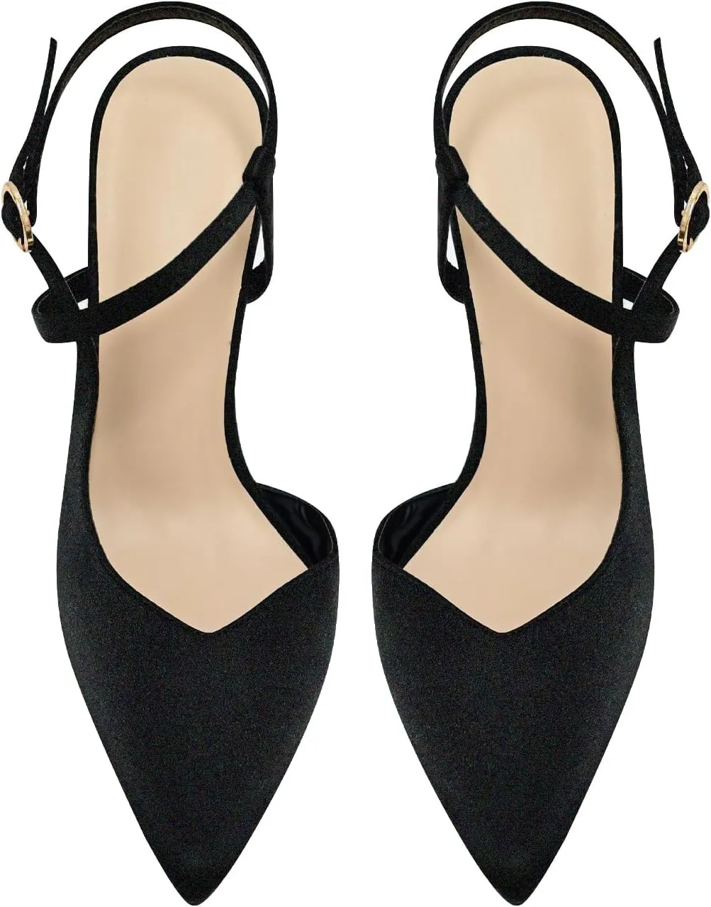 Satin Stiletto Heels for Women Closed Pointed Toe High Heel Slingback Ankle Strap Pumps Sandals for Wedding Bride Dress