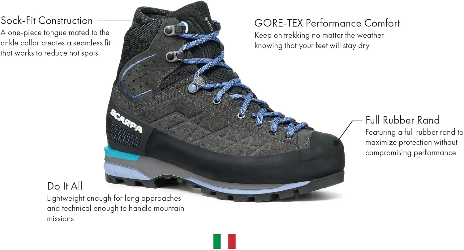 SCARPA Women's Zodiac Tech GTX Waterproof Gore-Tex Boots for Hiking, Trekking, & Mountaineering