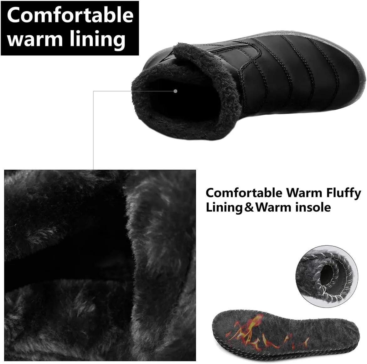 Scurtain Womens and Men Snow Boots Non-slip Ankle Winter Fur Booties for Couple