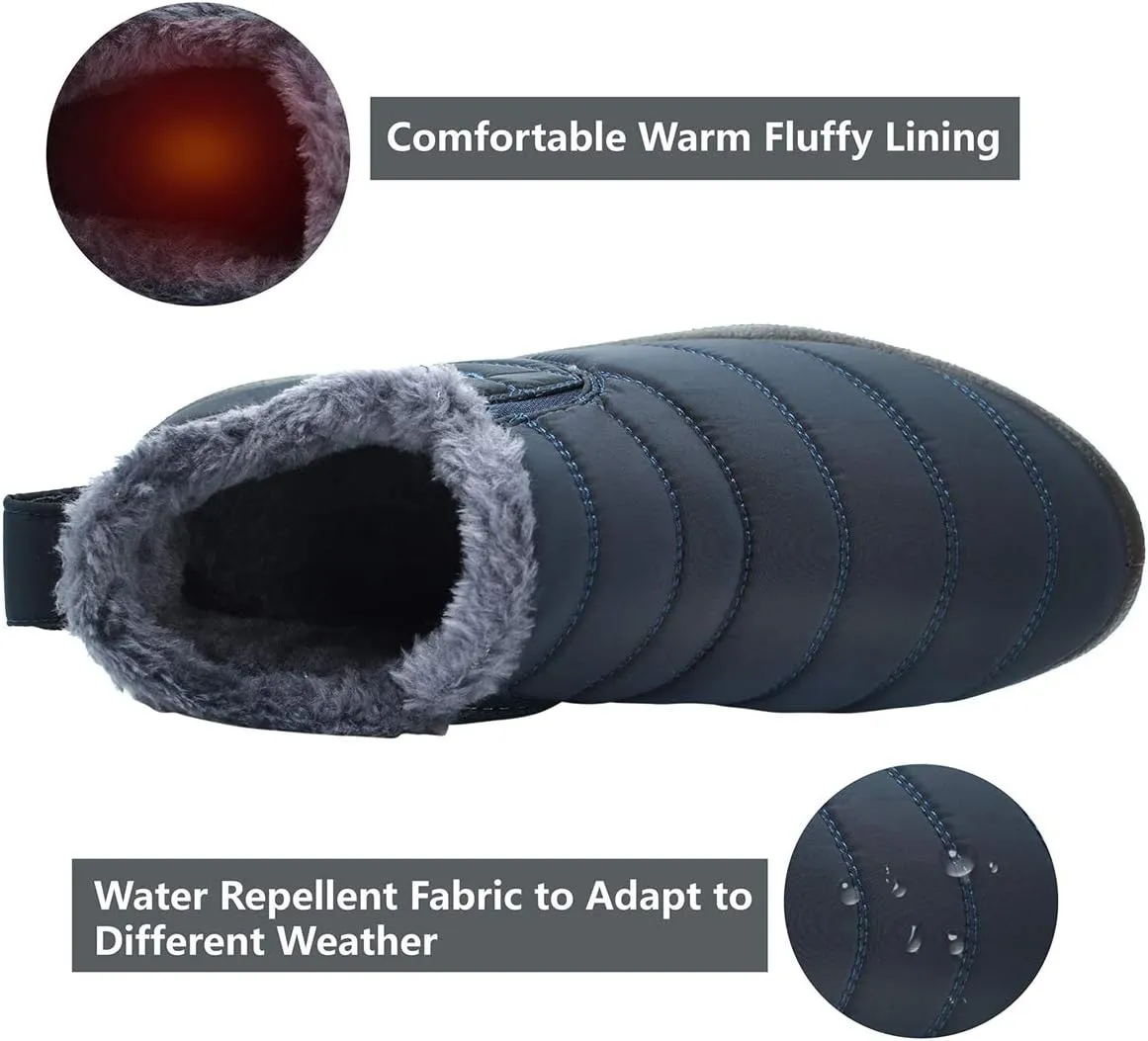 Scurtain Womens and Men Snow Boots Non-slip Ankle Winter Fur Booties for Couple
