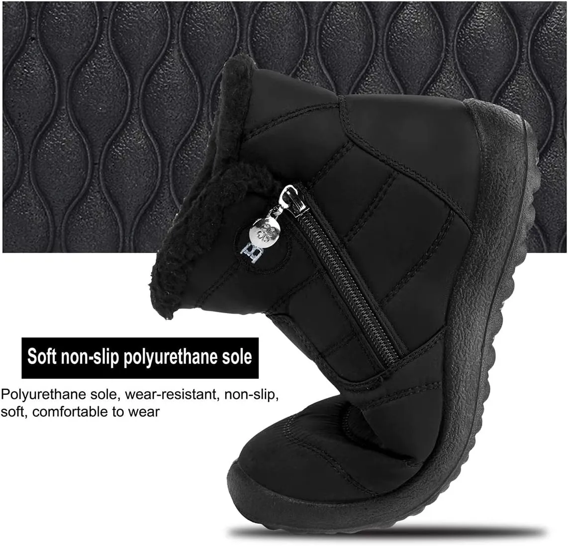 Scurtain Womens and Men Snow Boots Non-slip Ankle Winter Fur Booties for Couple