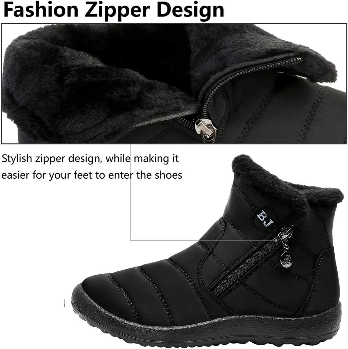 Scurtain Womens and Men Snow Boots Non-slip Ankle Winter Fur Booties for Couple