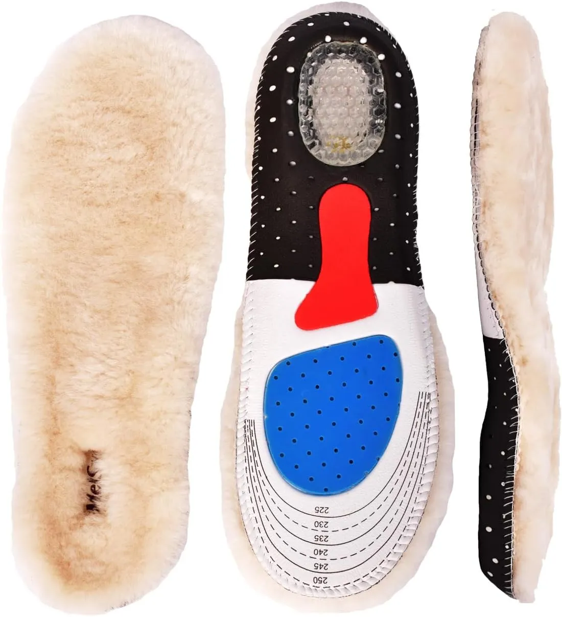 Sheepskin Insoles Height Increase Unisex Cozy Warm Durable Soft Winter Sheep Thick Wool Fluffy Fleece Shearling Replacement Inserts Shoe-Pad for Leather Shoes Boots Slippers Wellies Clog Running Shoes