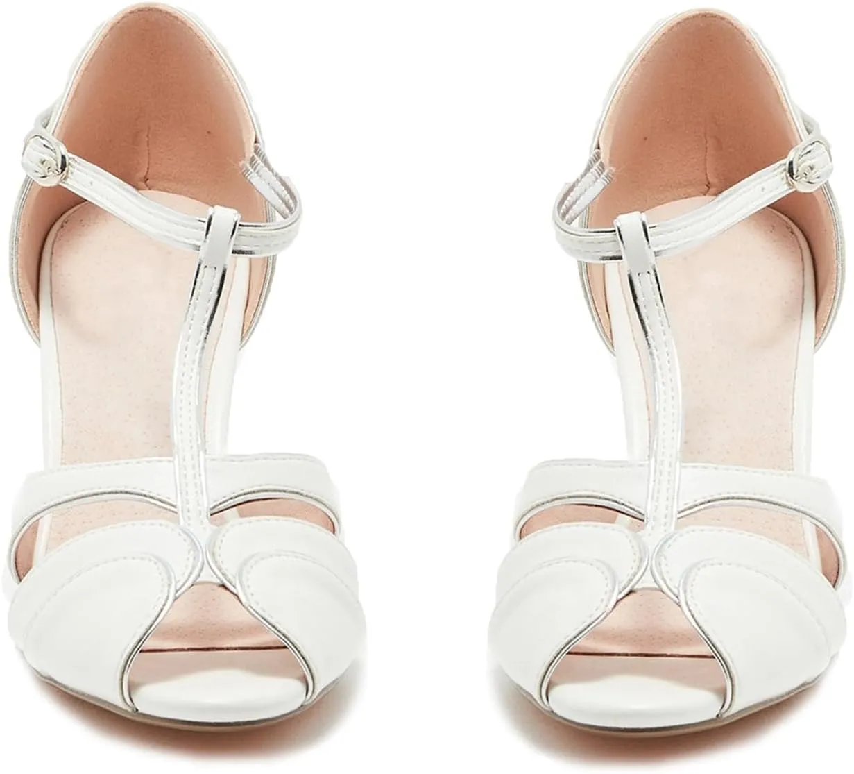 SHODENSE Women Round Open Toe Heeled Sandals Ankle T-Strap Kitten Heel Pumps Cut Out 2" Low Chunky Heel Sandal Shoes Dressy Strappy Buckle Mary Jane Heels Retro Elegant Wedding 4-11 M US