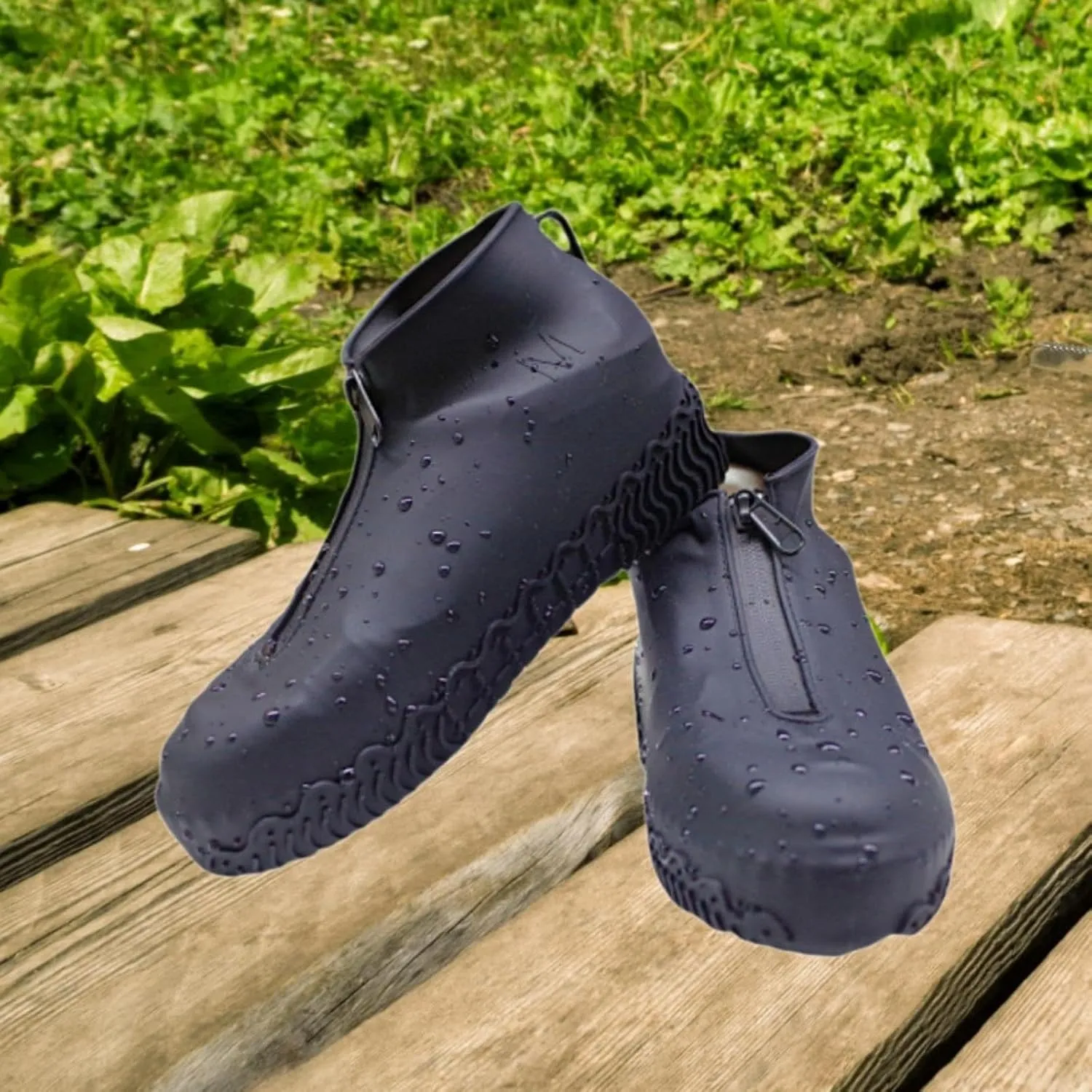 Shoe Covers Rubber Easy to Wear with Zipper Shoe Protectors Protection Galoshes for Wetland Hiking Fishing Garden Camping