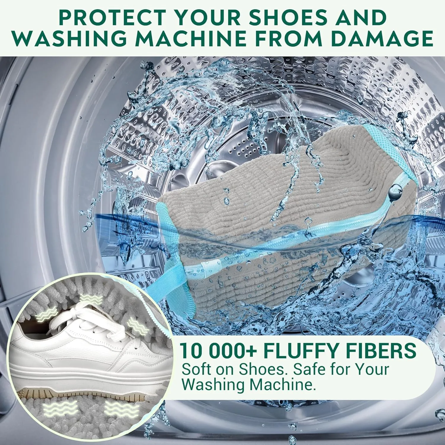 Shoe Washing Machine Bag - Set of 2 Shoe Washing Bags, 360° Deep Clean Shoes Laundry Bag, Reusable Shoe Bag for Washing Machine, Sneaker washing machine bags, Grey