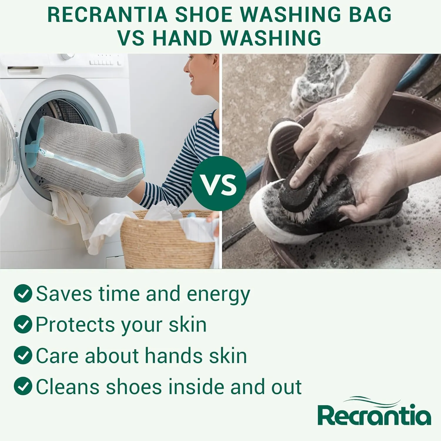 Shoe Washing Machine Bag - Set of 2 Shoe Washing Bags, 360° Deep Clean Shoes Laundry Bag, Reusable Shoe Bag for Washing Machine, Sneaker washing machine bags, Grey