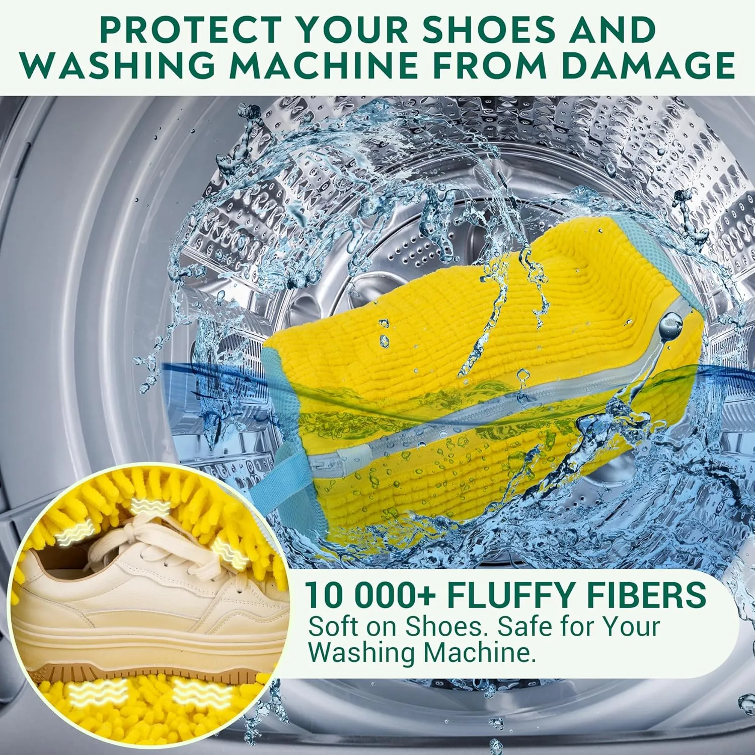 Shoe Washing Machine Bag - Set of 2 Shoe Washing Bags, 360° Deep Clean Shoes Laundry Bag, Reusable Shoe Bag for Washing Machine, Sneaker washing machine bags, Yellow