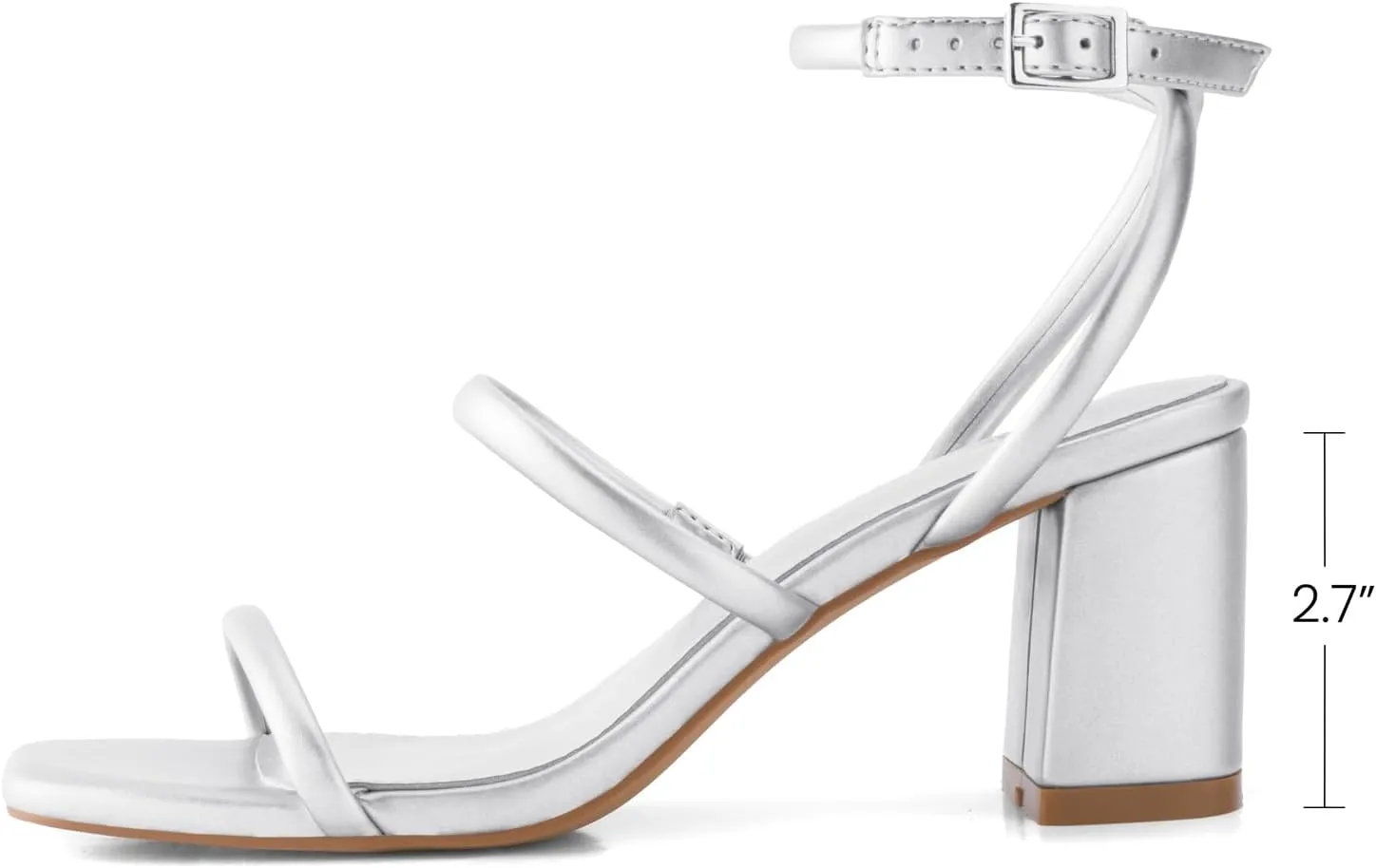 Shoe'N Tale Strappy Heels for Women Ankle Buckle Chunky Heels Square Toe Heeled Sandals