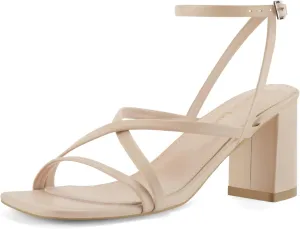 Shoe'N Tale Strappy Heels for Women Block Chunky Heels Open Square Toe Ankle Strap Buckle Sandals