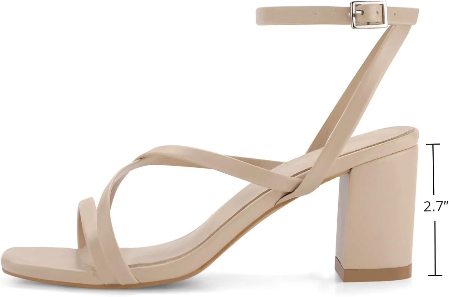 Shoe'N Tale Strappy Heels for Women Block Chunky Heels Open Square Toe Ankle Strap Buckle Sandals